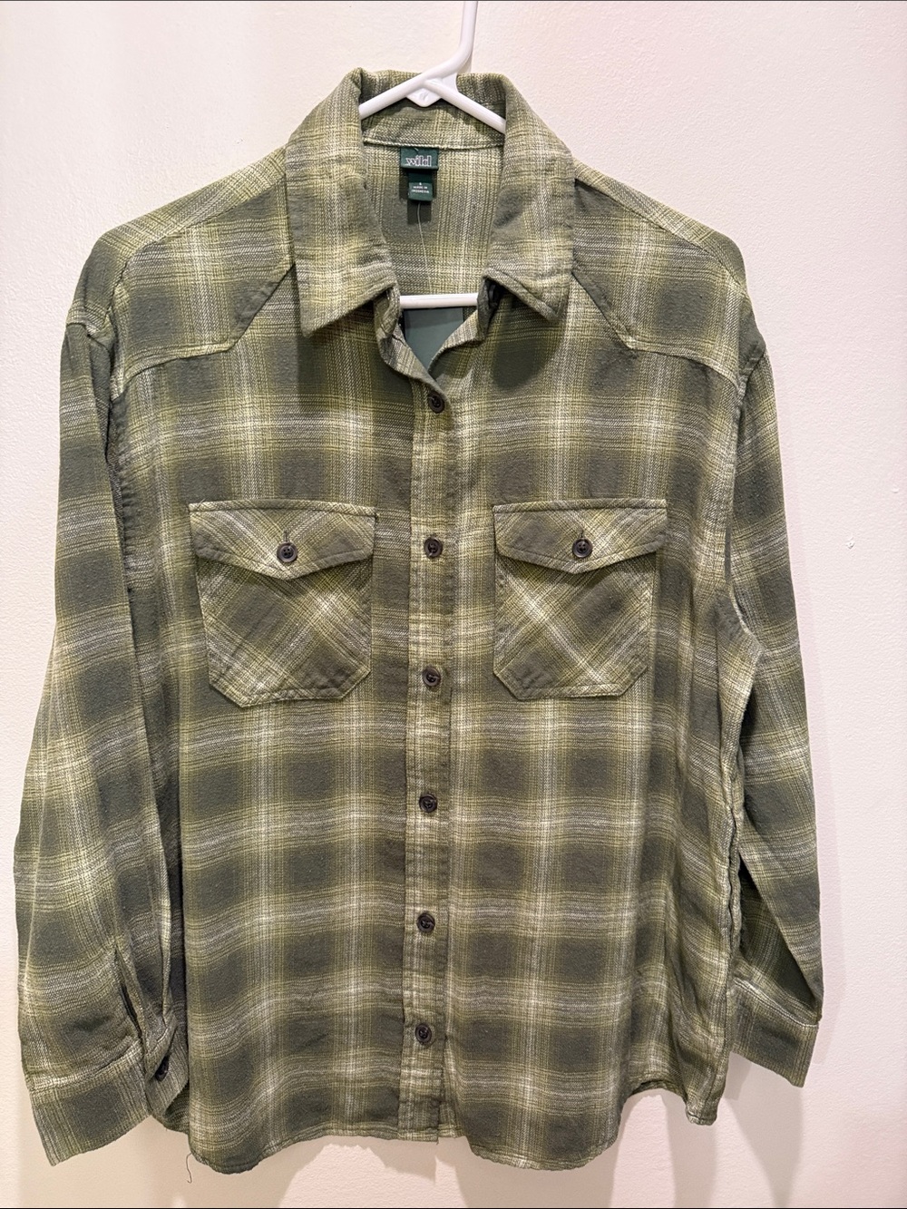Women’s Size Small wild fable Olive Green Plaid Button-Down Shirt 100% Cotton